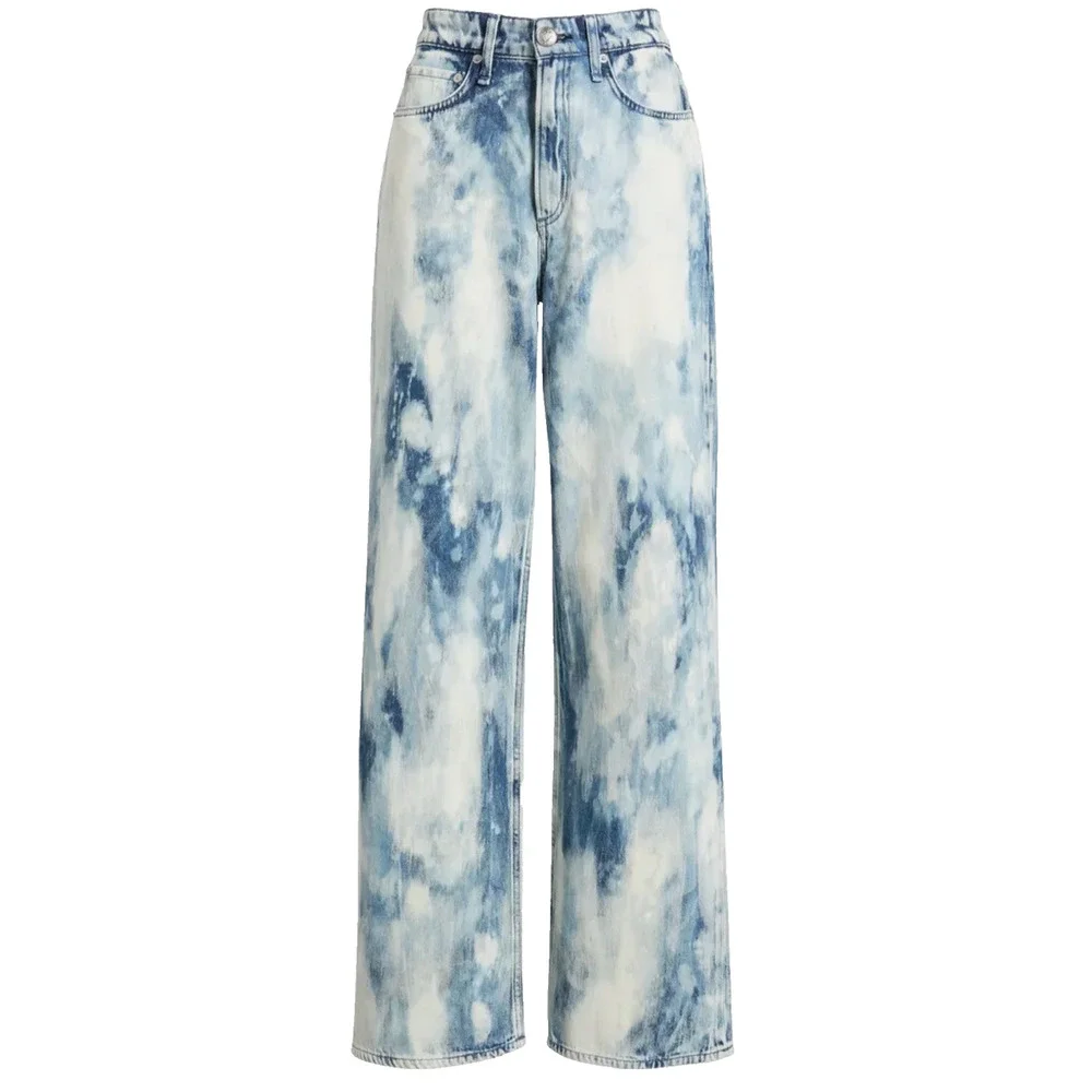 Rag & Bone Logan Wide Leg Jeans Bleach Splatter Wash Size 23 NWT